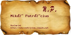 Mikó Patrícius névjegykártya